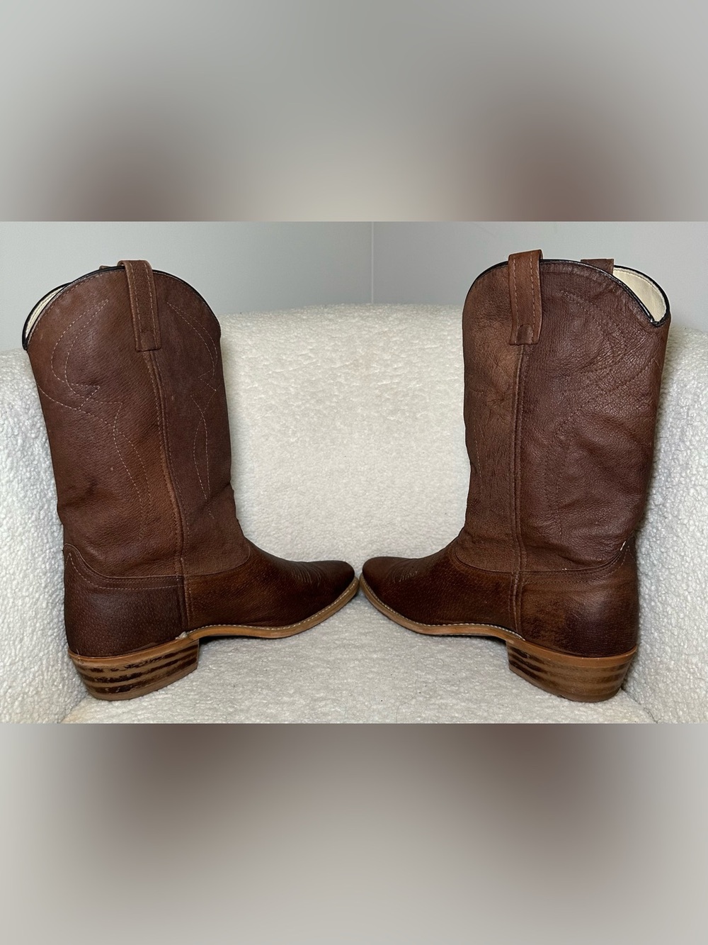 Dingo Vintage 80”s Men’s Brown Leather Western Cowboy Boots Western Bohemian 10 - Picture 6 of 11
